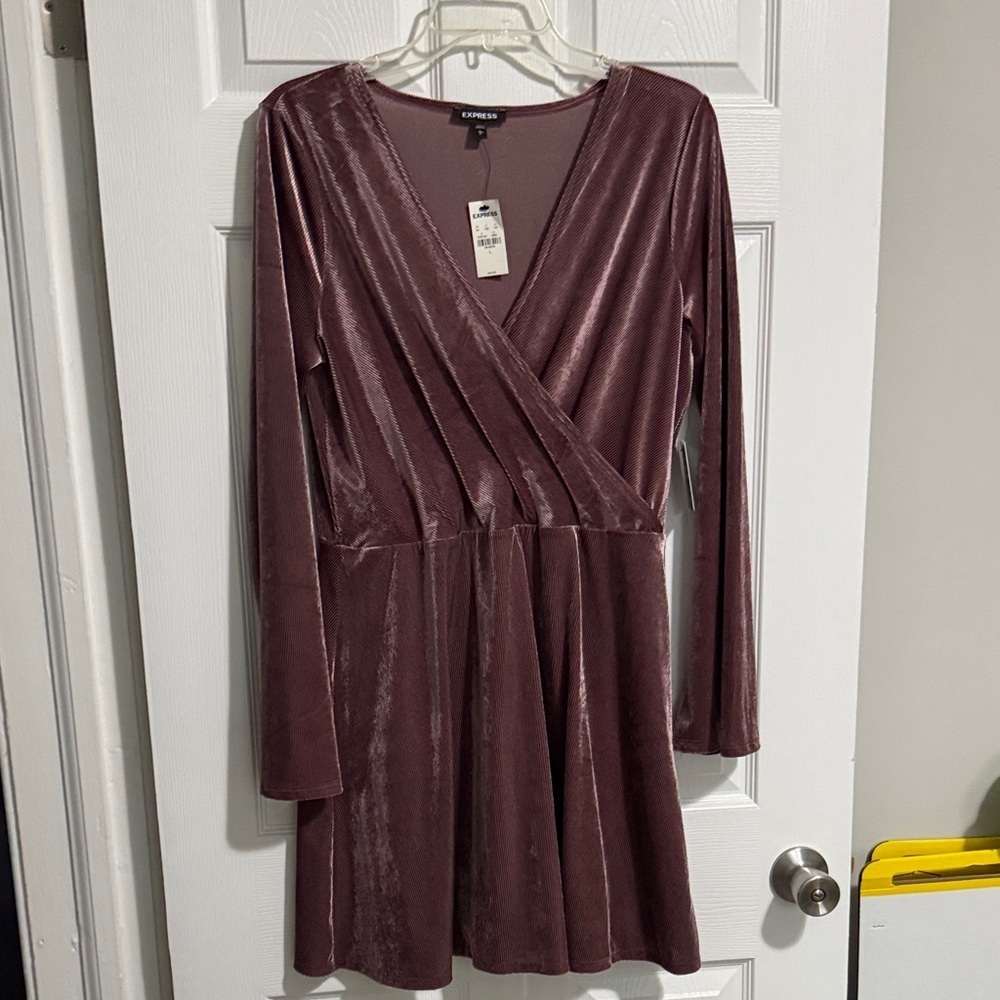 NWT Express Velvet Wrap Dress in Mauve